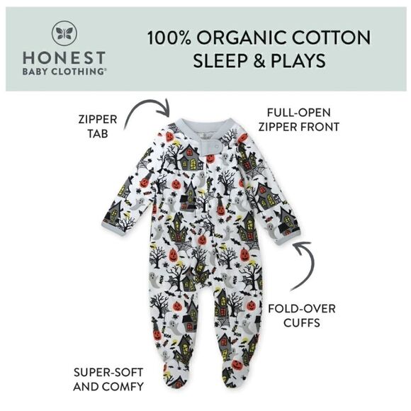 Lot of two Halloween Honest Organic Cotton Footed Pajamas - Picture 9 of 15